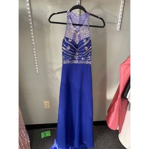 Blue Rhinestone Prom Dress